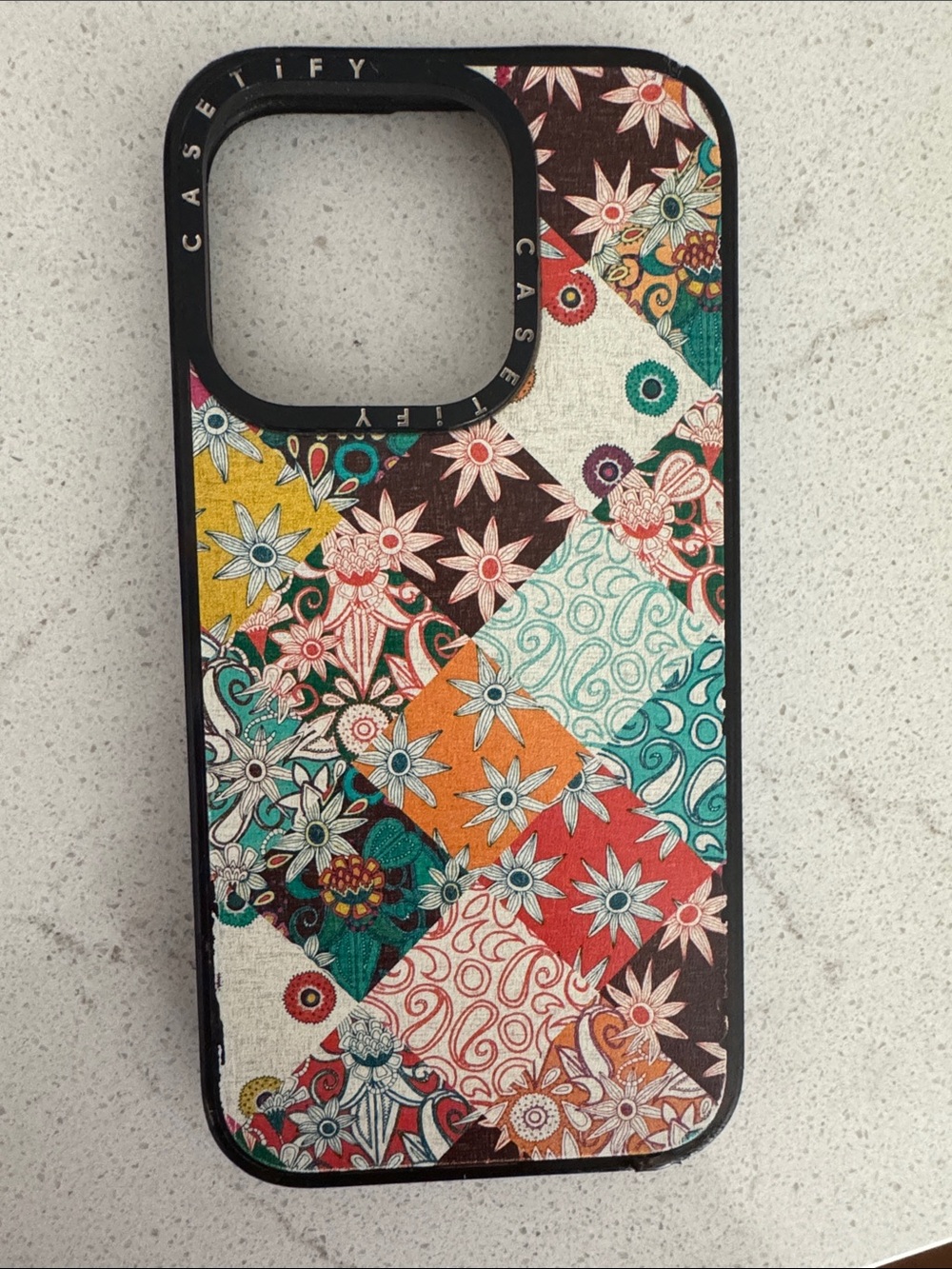 Casetify Floral Patchwork Case for iPhone 15 Pro - Teal, Orange, Red, Yellow